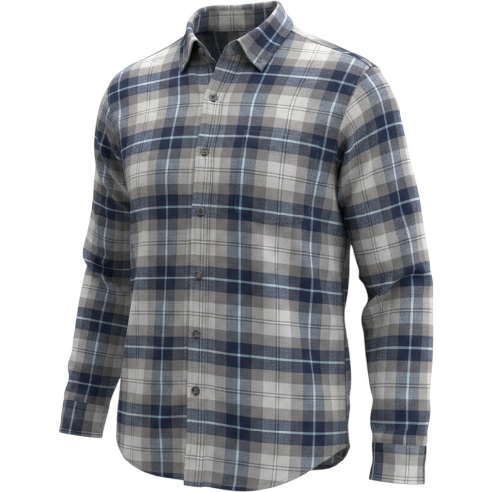 Eddie Bauer Mens Eddies Field Flannel Shirt XL Blue Grey Plaid Button Down NWT